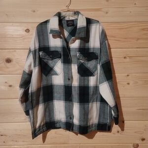 HFX Green and White Flannel Heavy Duty Button-Up Shirt Size L 26x29